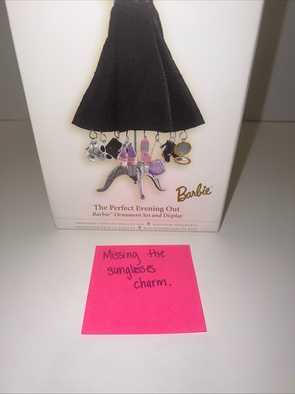 Barbie Ornament Set – Black Dress with Pink and Gold Charms